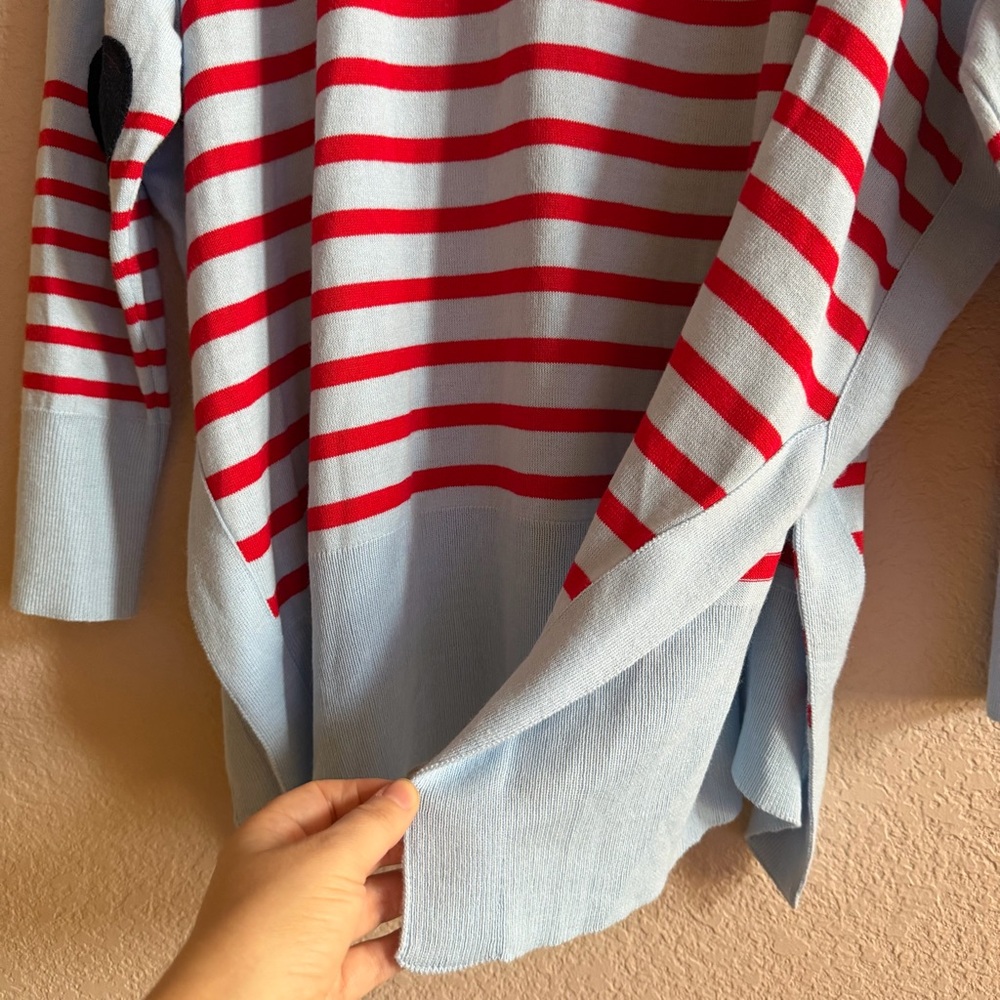 Mersea Light Blue and Red Striped Crewneck Sweater. In excellent condition. - Picture 12 of 12